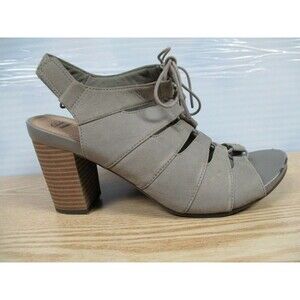 Clarks Collection Gladiator Sandal Heels Women Size 10 M Strappy Beige Leather